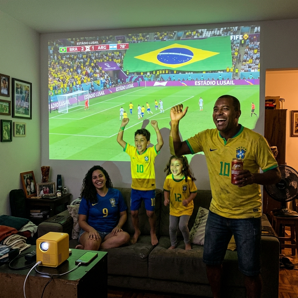 Família assistindo Copa com ArenaCopa Pro